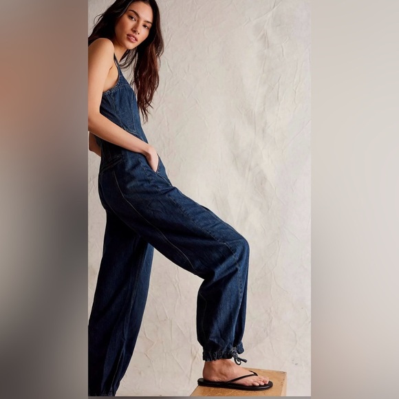 NWT We the Free x Free People Match Point Denim Jumpsuit S Slim Fit - Picture 6 of 14